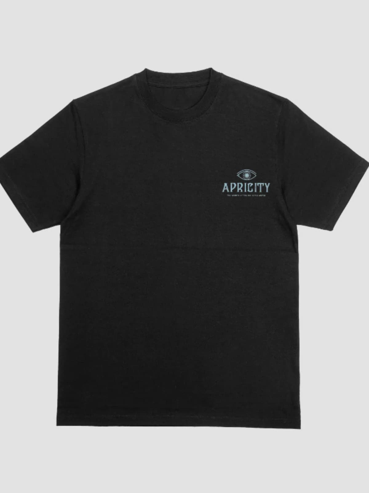 APCTY Blue Eye Tee in black, front view on a studio background