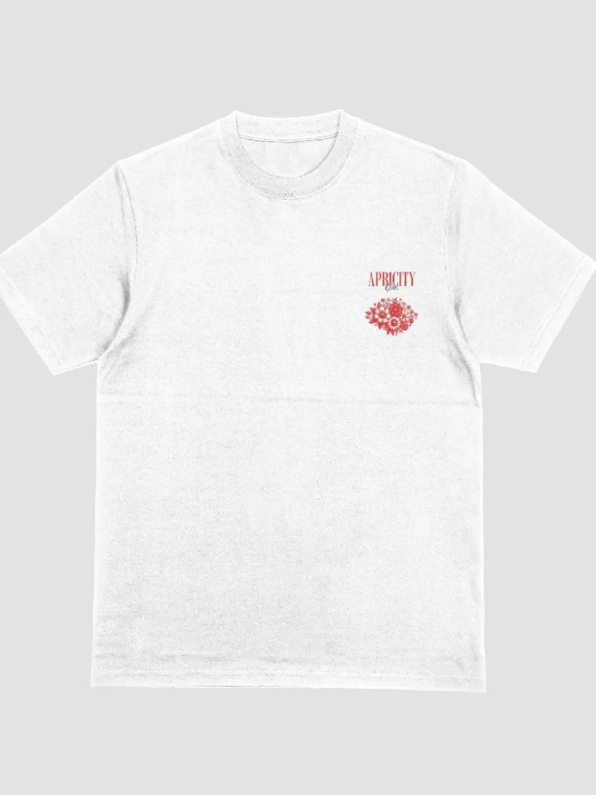 APCTY Red Bloom Tee in white, front view on a studio background