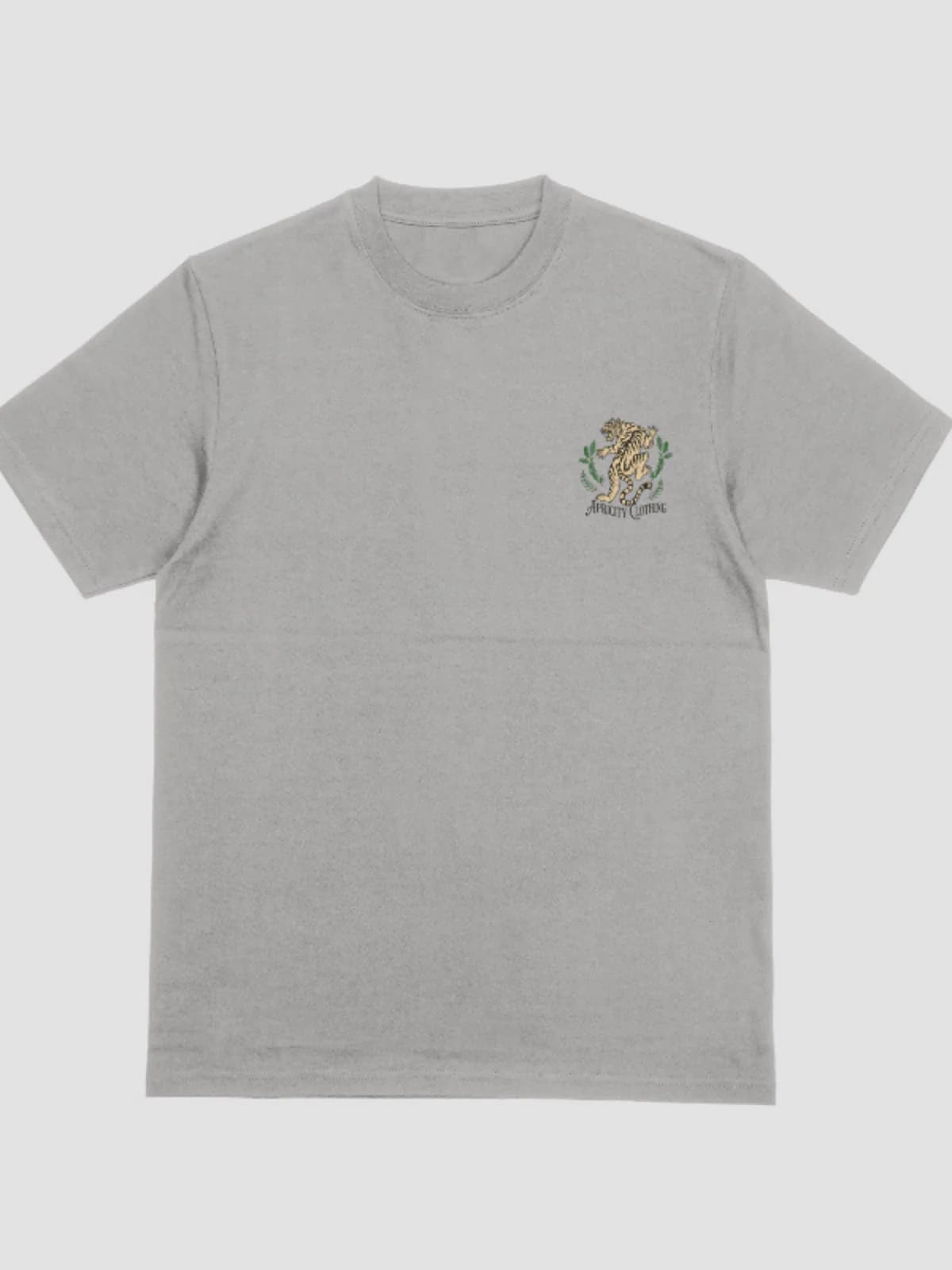 APCTY Silent Hunter Tee in grey, front view on a studio background