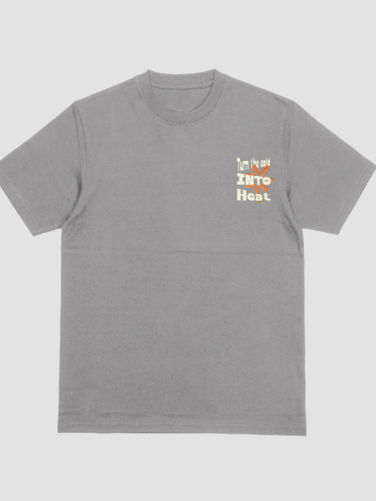 APCTY Turn the Cold Into Heat Tee in grey, front view on a studio background